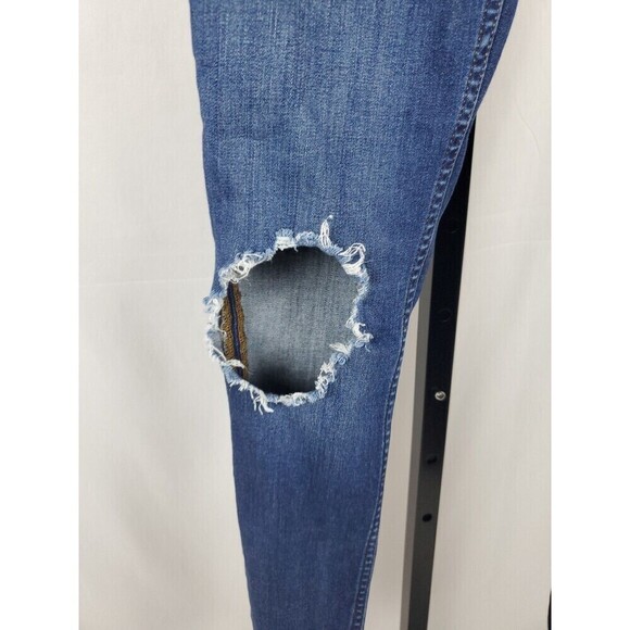 Free People Jeans Size 27x25 Skinny Leg Torn Distressed Stretch Denim Blue - Picture 6 of 11